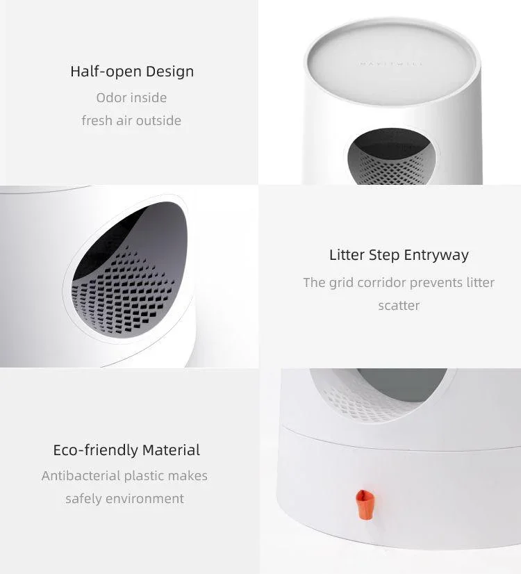 Michu XL Castle 2-in-1 Semi- Closed Cat Litter Box with Scratch Pad in White - Image 9