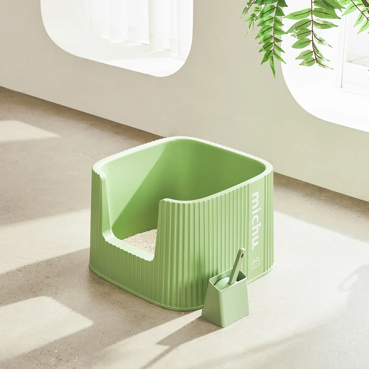Michu XXL Sage Deluxe Cat Litter Box - Spacious Design - Image 3