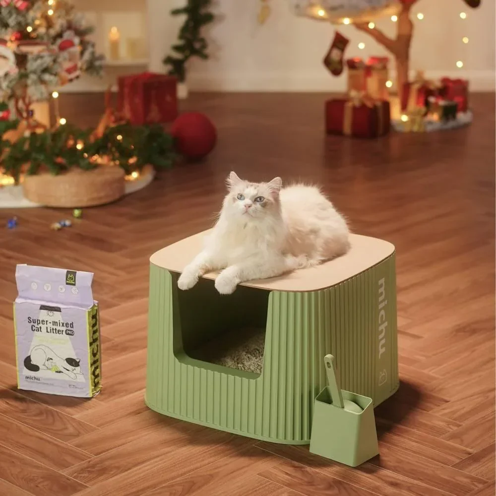 Michu XXL Sage Deluxe Cat Litter Box - Spacious Design - Image 5