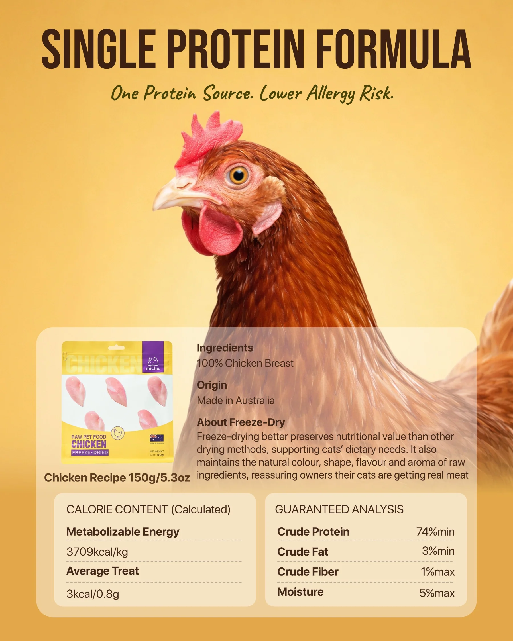 Michu Freeze-Dried Raw Pet Food Dog & Cat Treat 150g - Made in Australia - Image 5