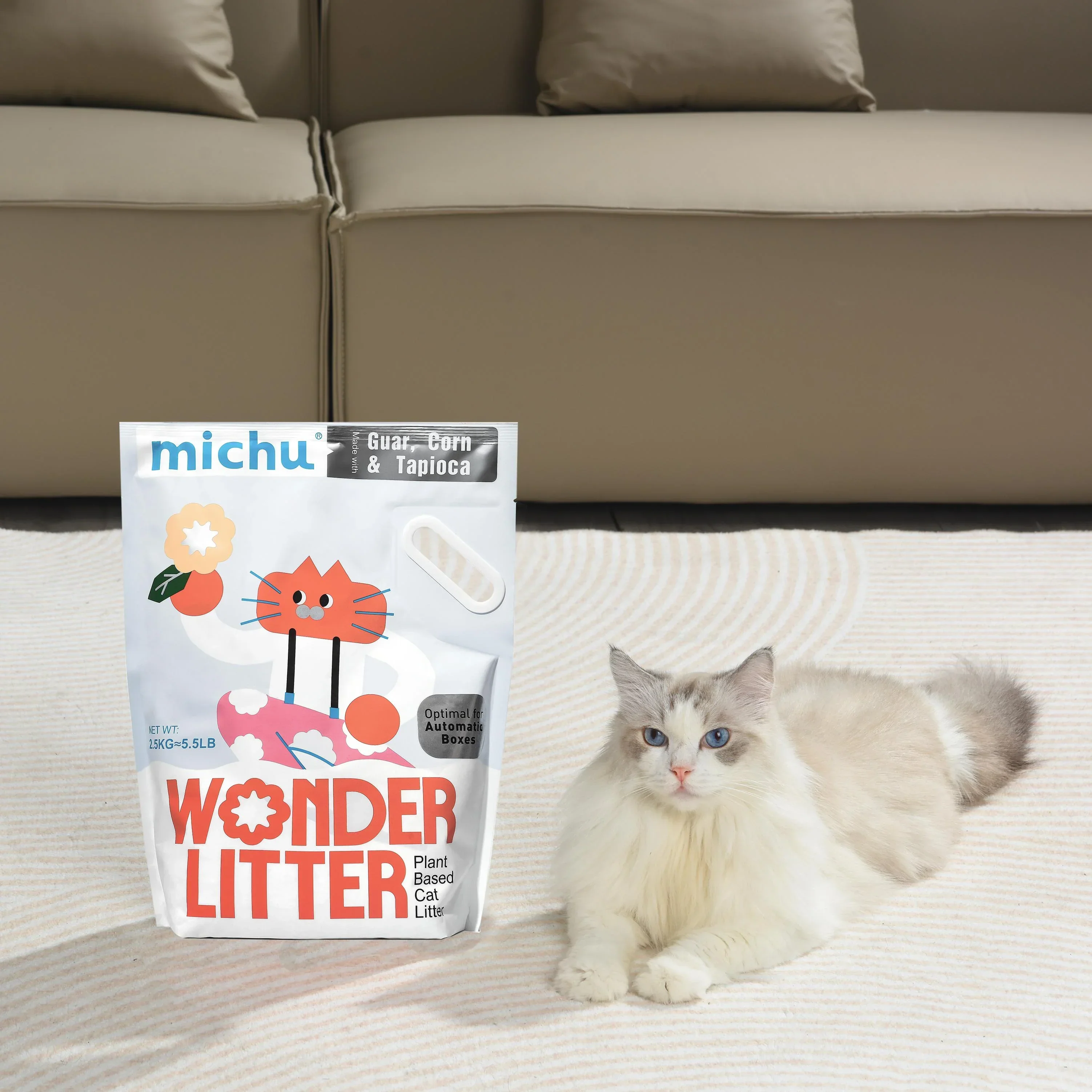 Michu Wonder Litter - Plant-Based & Automatic-Box Friendly 2.5kg/6L - Image 4
