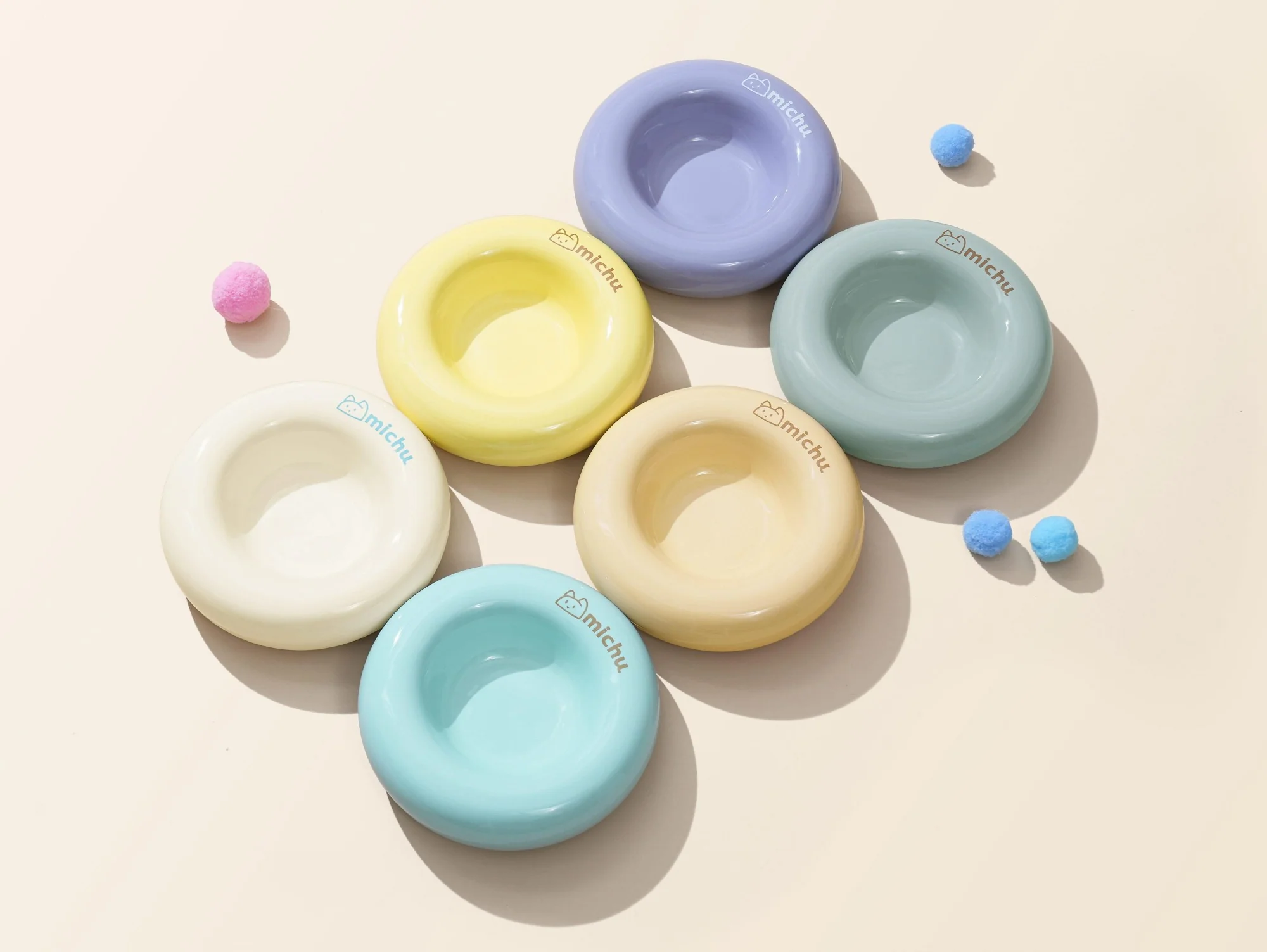 Michu Bagel Ceramic Cat Bowl – Anti-Whisker Wide Shallow Cat Food Bowl | 6 Colours - Image 3