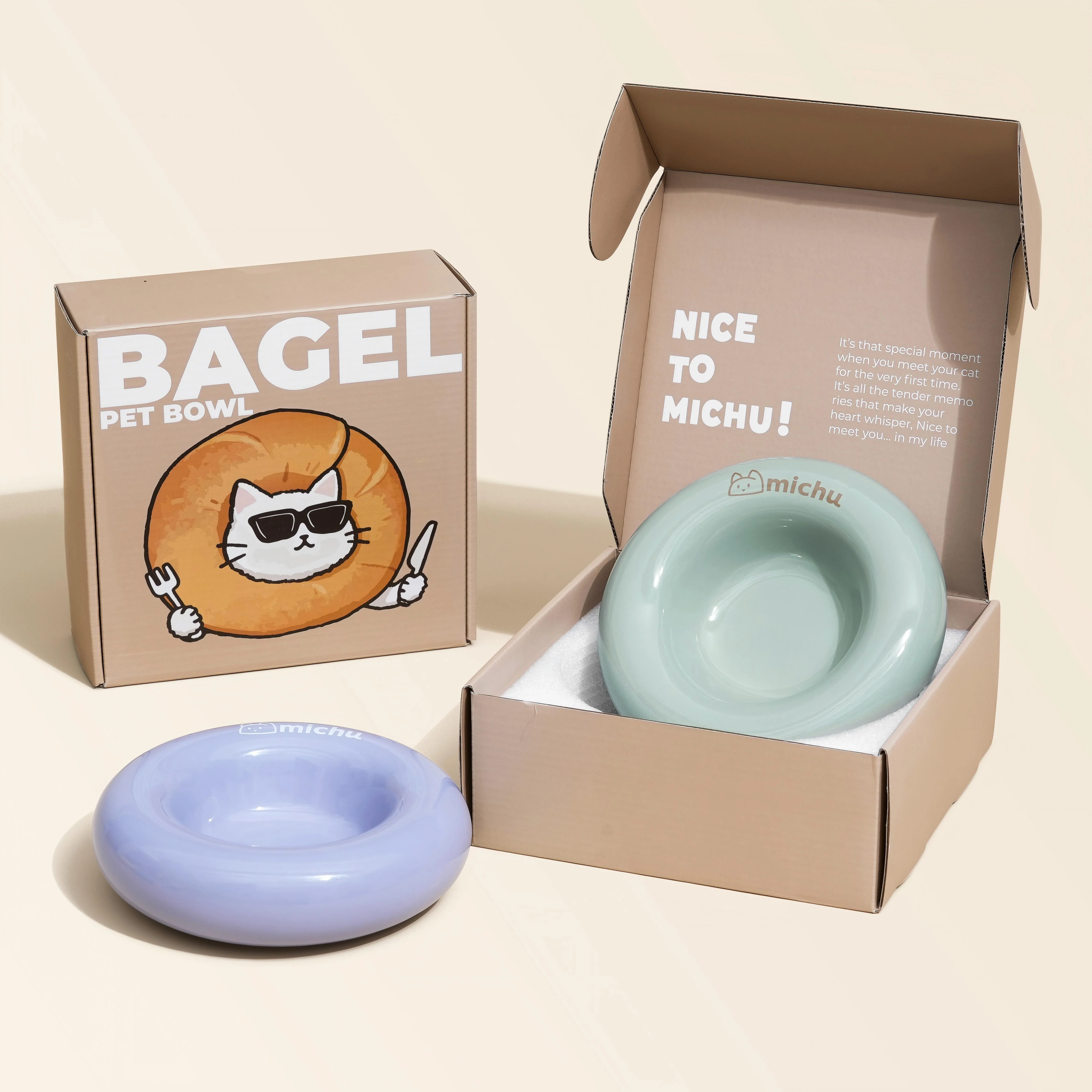 Michu Bagel Ceramic Cat Bowl – Anti-Whisker Wide Shallow Cat Food Bowl | 6 Colours - Image 5