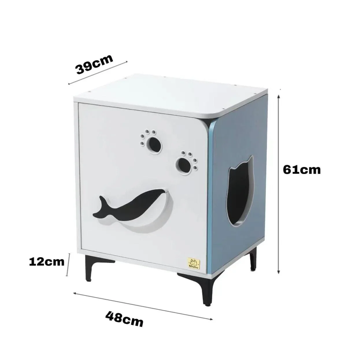 Michu Hidden Cat Furniture - Cat Litter Box Enclosure and Wooden Pet House, End Table Large Enough for Most Cats and Litter Boxes - Image 9