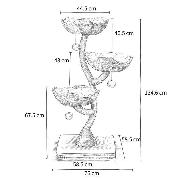 MICHU Iris Cat Tower Deluxe 3-Tier Designer Flower Cat Tree - Image 11