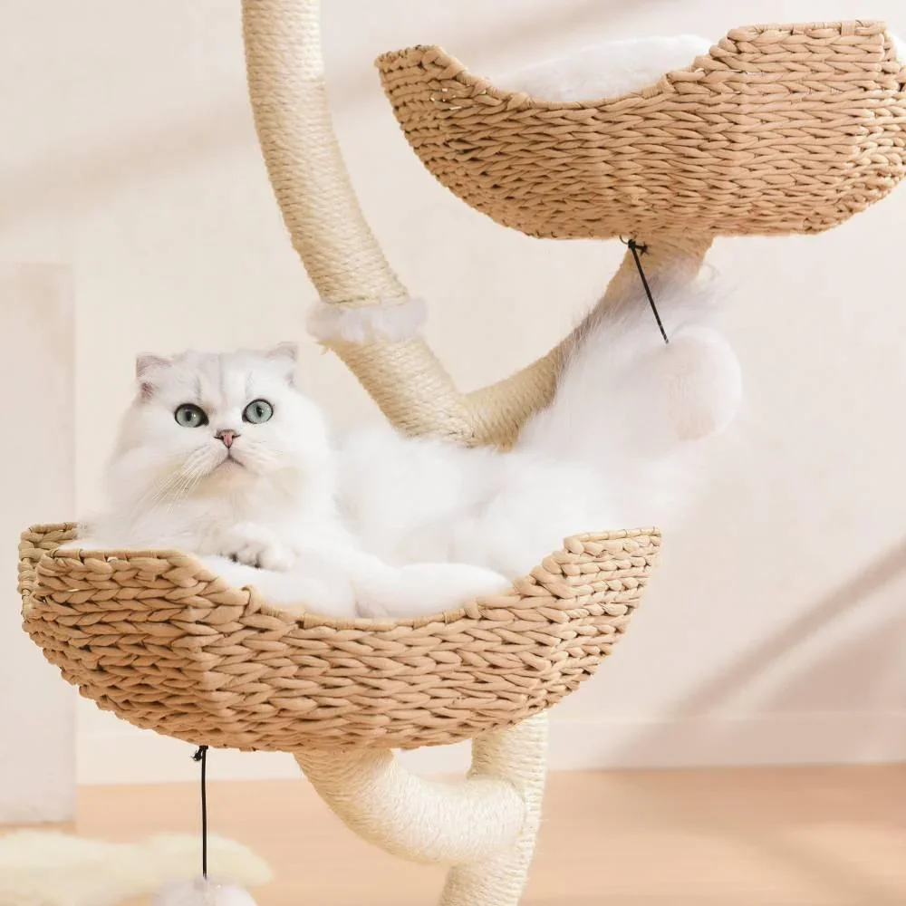 MICHU Iris Cat Tower Deluxe 3-Tier Designer Flower Cat Tree - Image 4