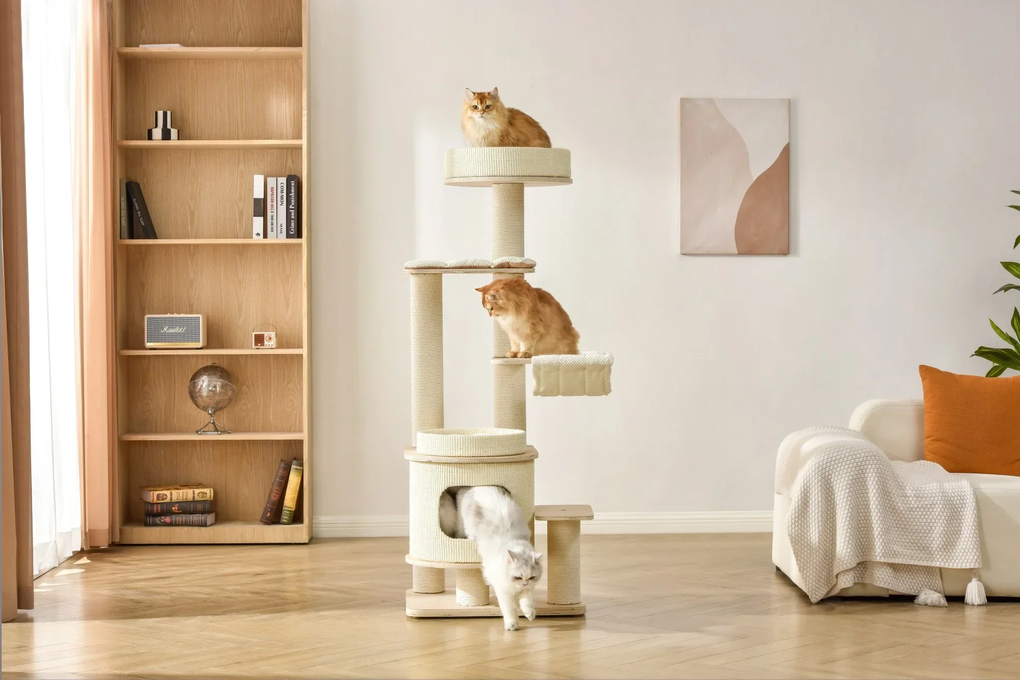 Michu Luna Multi-Layer Solid Wood Cat Nest Tree - Image 4