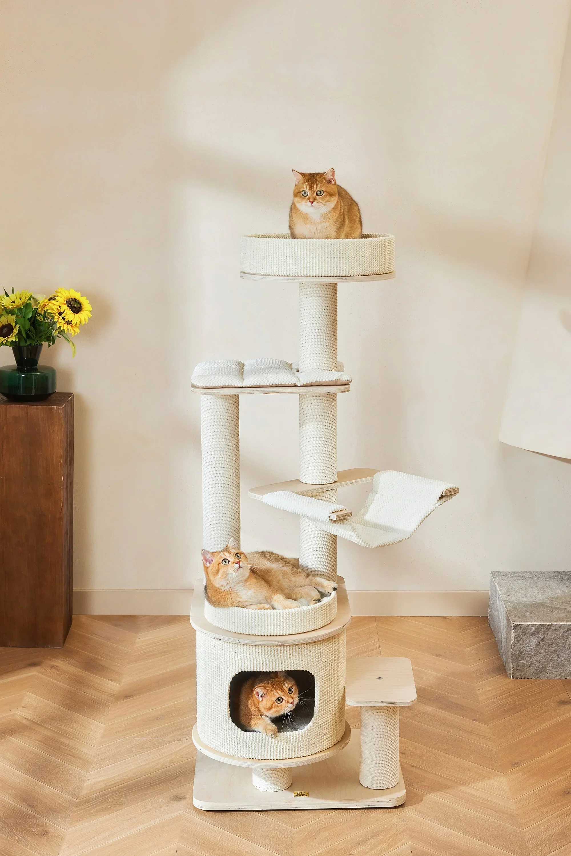 Michu Luna Multi-Layer Solid Wood Cat Nest Tree - Image 6