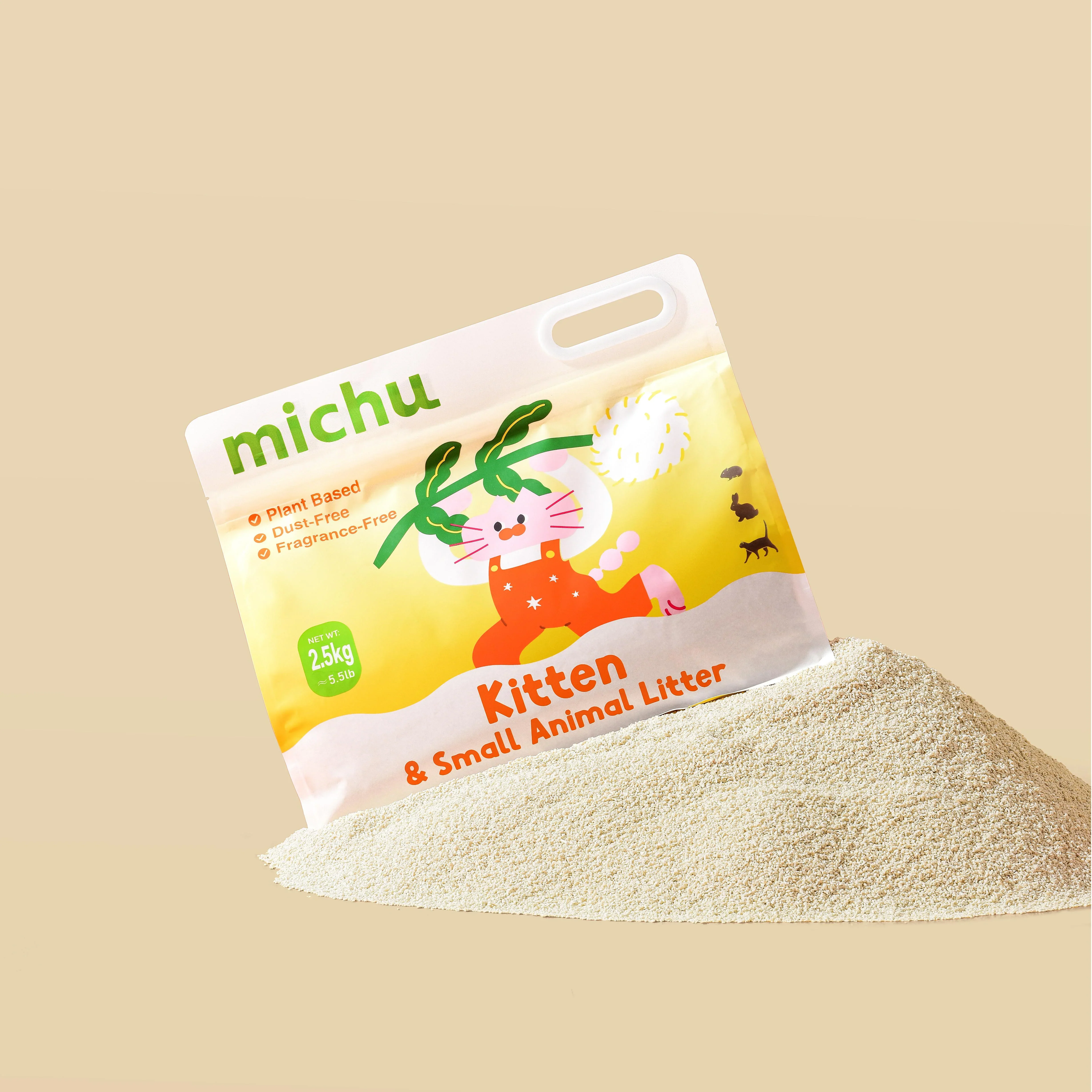 Michu Tofu Cat Litter for Kittens and Small Animals, Natural Crushed Formula, Plant-Based & Safe if Ingested 2.5kg/6L - Image 4