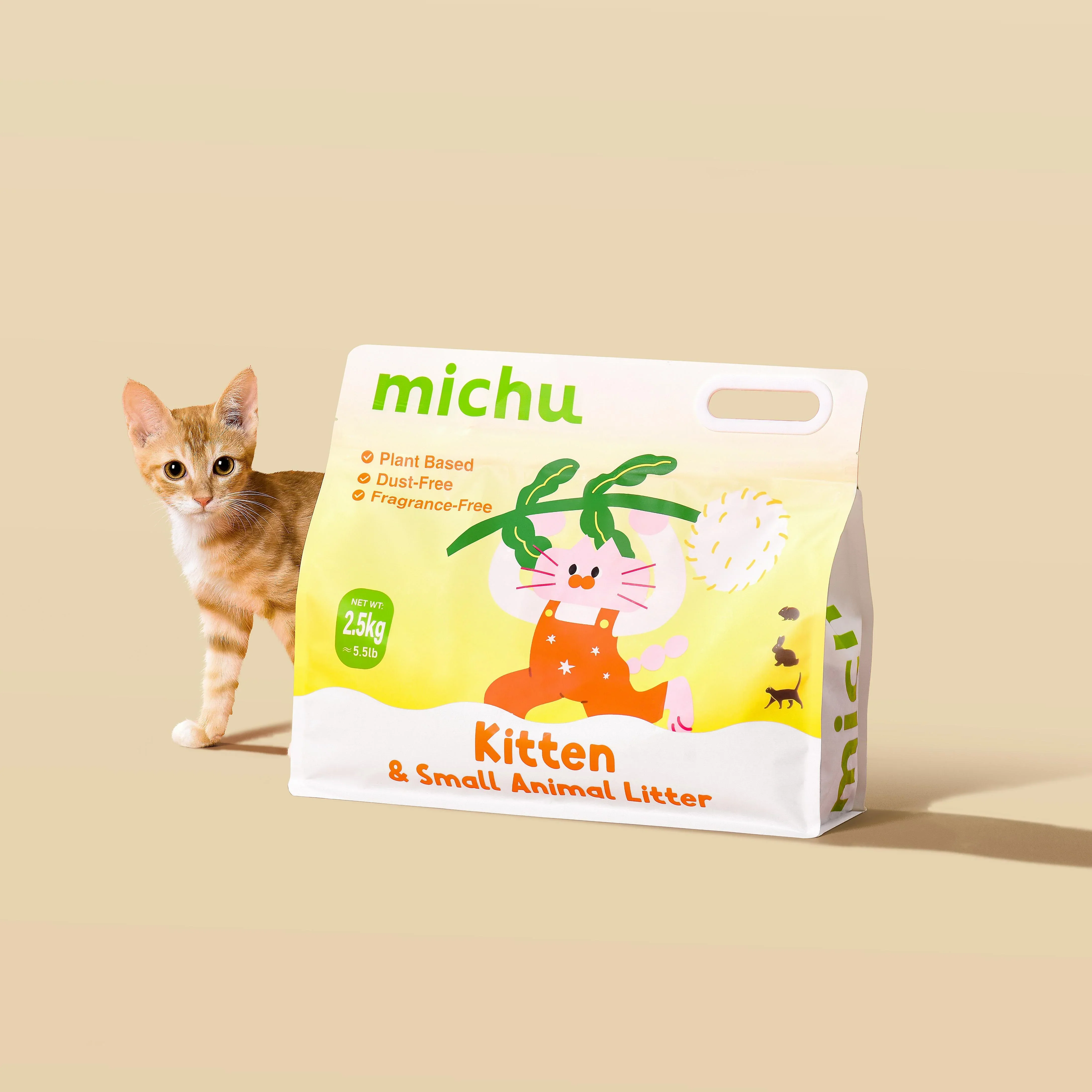 Michu Tofu Cat Litter for Kittens and Small Animals, Natural Crushed Formula, Plant-Based & Safe if Ingested 2.5kg/6L - Image 5