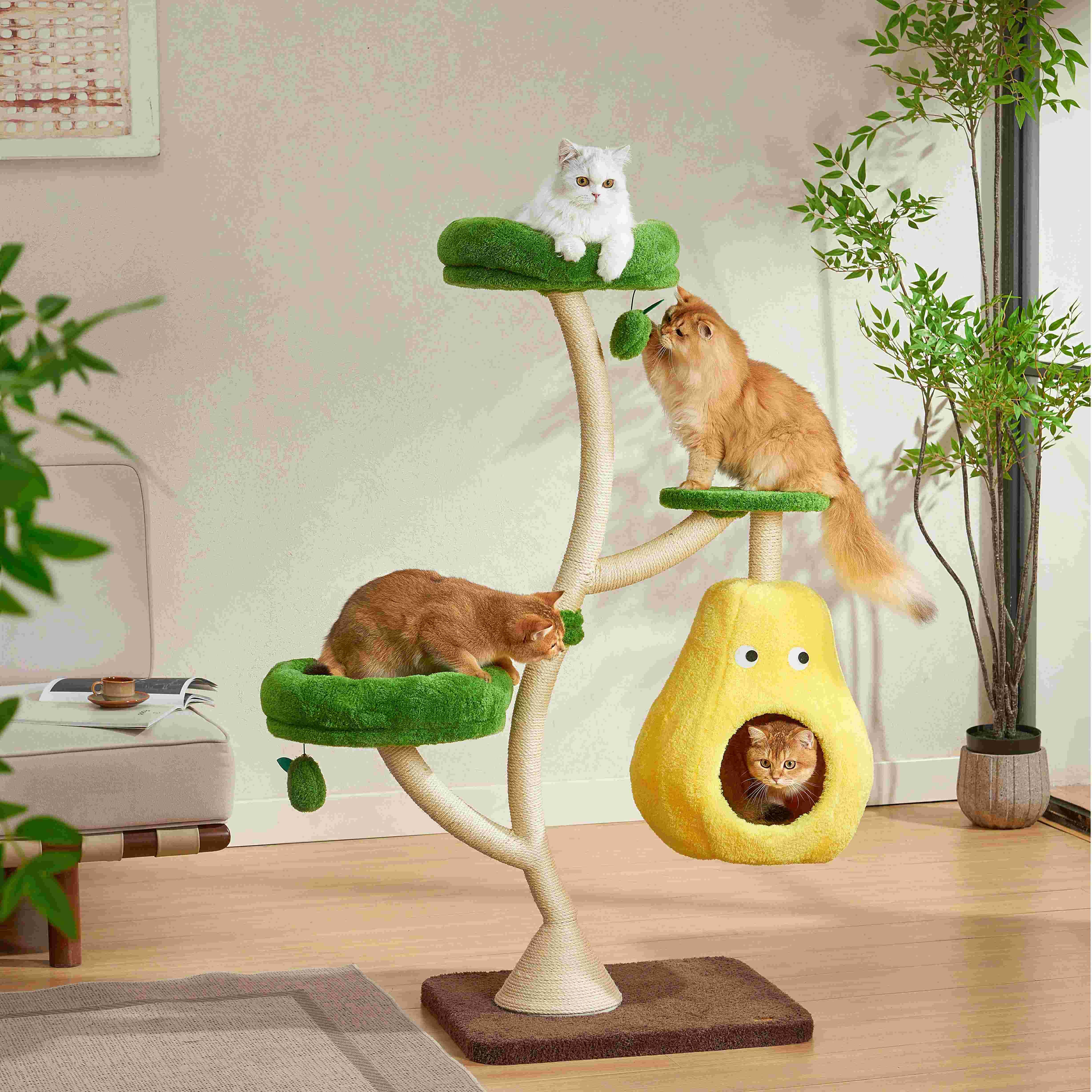 Michu Verde Solid Wooded Base Cat Tree - Image 3