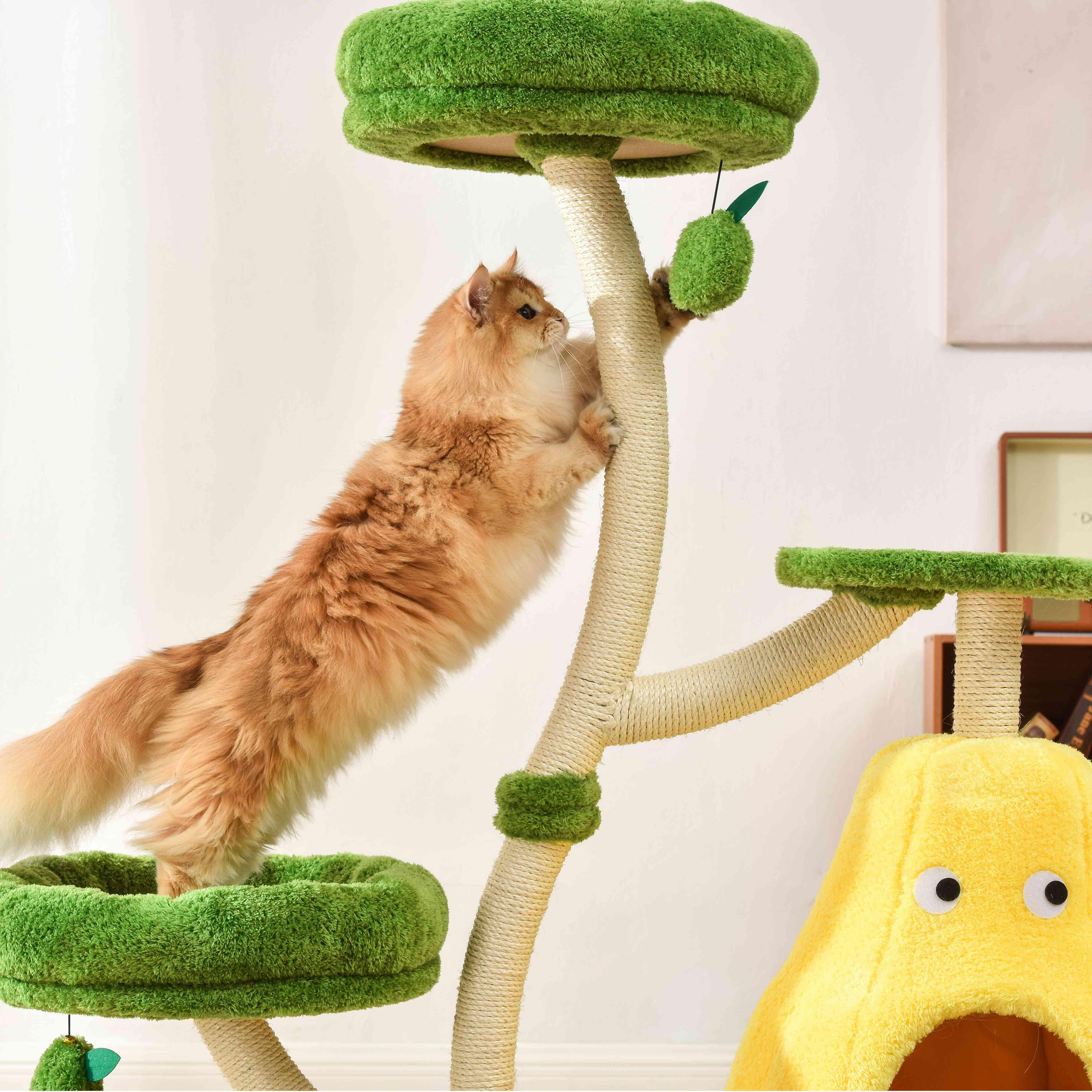 Michu Verde Solid Wooded Base Cat Tree - Image 4