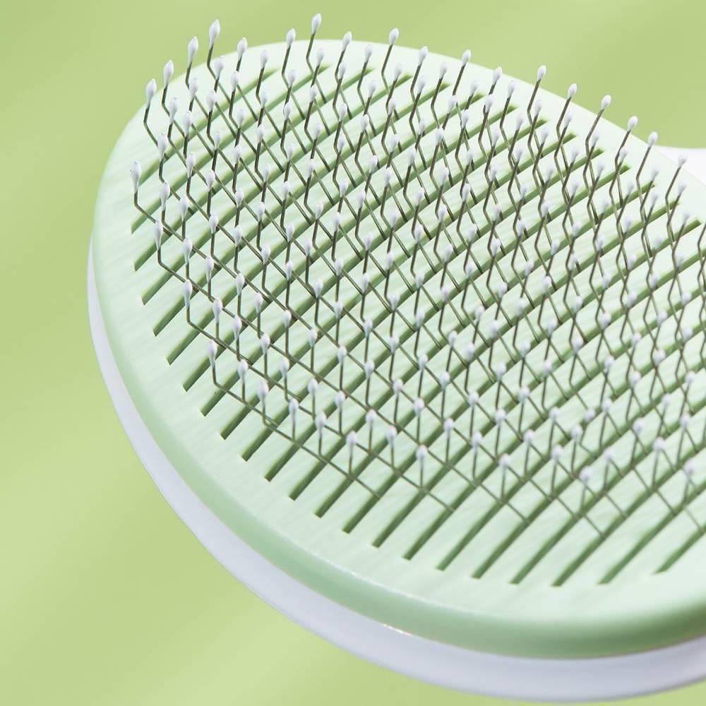 Michu Cream Round-Head Grooming Dog/Cat Brush - Perfect for Gentle Coat Care - Image 3