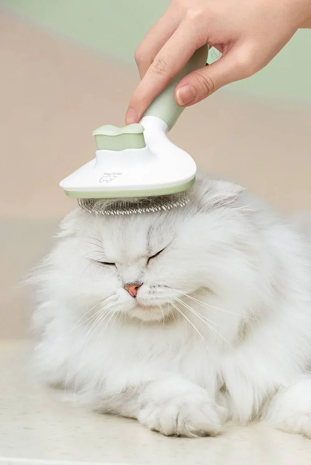 Michu Cream Round-Head Grooming Dog/Cat Brush - Perfect for Gentle Coat Care - Image 8