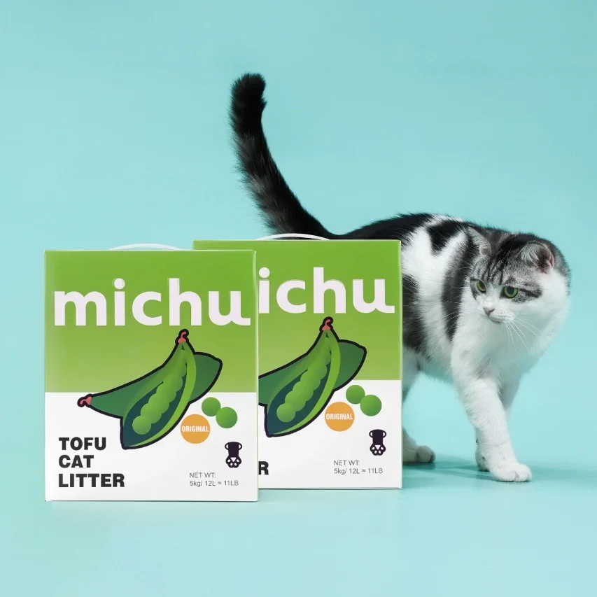 Michu Tofu Cat Litter Gen3 - Natural Clumping Tofu-Based Formula - Value Box 5 kg - Image 4